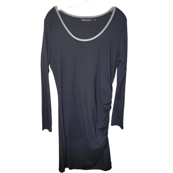 Athleta Dresses & Skirts - Athleta Womens Size Lg Black Carefree Long Sleeve Ruched Side Sheath Dress Modal